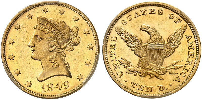 USA. 10 Dollars 1849, Philadelphia. Liberty head type without motto. Fr. 155. Se...