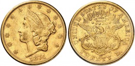 USA. 20 Dollars 1874 CC, Carson City. Liberty head type. 33.37 g. Fr. 176. Selten / Rare. Sehr schön-vorzüglich / Very fine-extremely fine. (~€ 3070/U...