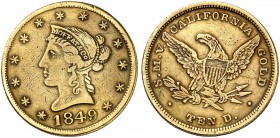 USA. Private and Territorial Gold. Moffat & Co., San Francisco 1849-1853. 10 Dollars 1849. 16.61 g. Fr. 50. Sehr selten / Very rare. Schön-sehr schön ...