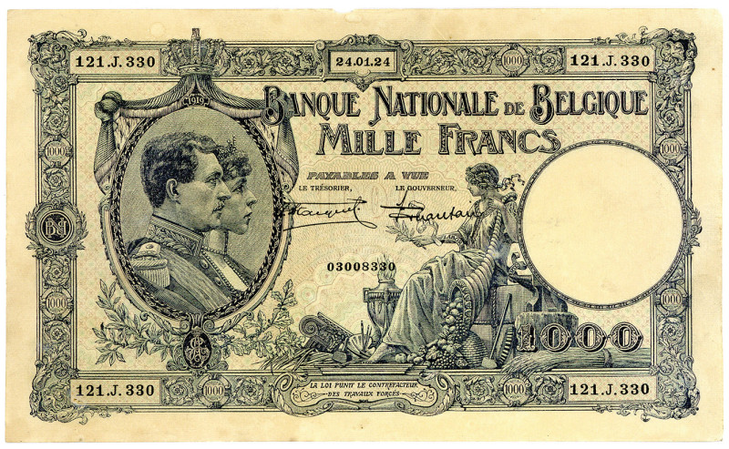BELGIEN, Banque Nationale de Belgique, 1000 Francs 24.01.1924.
II
Pick 96