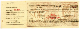 JUGOSLAWIEN, Partisan Certificates, District National Liberation Commitee for Brda. 600 Lir 1944, mit Talon.
I-
Pick S155