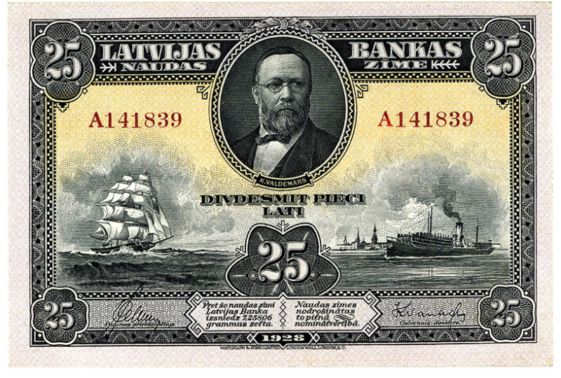 LETTLAND, Latvijas Bankas, 25 Latu 1928.
I
Pick 18a