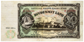 LETTLAND, Latvijas Valsts Kases Zime, 20 Latu 1935-36.
III-
Pick 30a