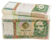 PERU, Banco Central de Reserva del Perú, 1090x 1000 Intis 28.6.1988, TDLR. 1000 Banknoten eingeschweißt, dazu 90 Banknoten in Banderole.
I
Pick 136b...