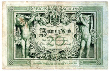 DEUTSCHES REICH BIS 1945, Reichsbanknoten und Reichskassenscheine 1874-1914, 20 Mark 10.1.1882.
III
Ros.7; Grab.DEU-49