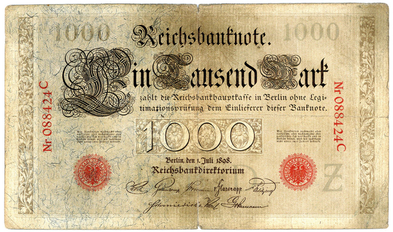 DEUTSCHES REICH BIS 1945, Reichsbanknoten und Reichskassenscheine 1874-1914, 100...