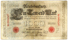 DEUTSCHES REICH BIS 1945, Reichsbanknoten und Reichskassenscheine 1874-1914, 1000 Mark 01.07.1898, Brauner Tausender.
IV
Ros.18; Grab.DEU-14