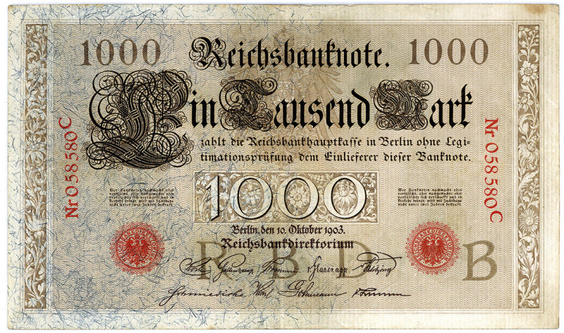 DEUTSCHES REICH BIS 1945, Reichsbanknoten und Reichskassenscheine 1874-1914, 100...