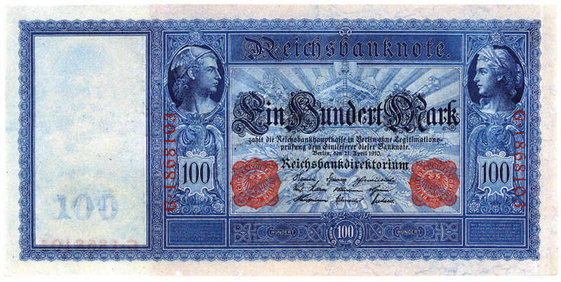 DEUTSCHES REICH BIS 1945, Reichsbanknoten und Reichskassenscheine 1874-1914, 100...