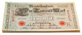DEUTSCHES REICH BIS 1945, Reichsbanknoten und Reichskassenscheine 1874-1914, Lot 30x 1000 Mark 21.04.1910, Brauner Tausender.
I
Ros.45; Grab.DEU-40