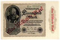 DEUTSCHES REICH BIS 1945, Geldscheine der Inflation, 1919-1924, 1 Milliarde Mark Überdruck auf 1000 Mark 15.12.1922, KN 6-stellig, Wz.Kreublüten, FZ.S...