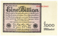 DEUTSCHES REICH BIS 1945, Geldscheine der Inflation, 1919-1924, 1 Billion Mark 05.11.1923, Firmendruck, KN 6-stellig, FZ.D.
I-
Ros.131b; Grab.DEU-16...