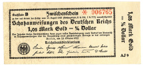 DEUTSCHES REICH BIS 1945, Wertbeständiges Notgeld, 1923, 1,05 Mark Gold =1/4 Dollar 23.10.1923, KN 6-stellig, FZ.AJ.
II-III
Ros.140e; Grab.WBN-16f
