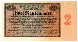 DEUTSCHES REICH BIS 1945, Ausgaben der Deutschen Rentenbank, 1923-1937, 2 Rentenmark 1.11.1923, Serie B.
I-
Ros.155; Grab.DEU-200
