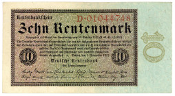 DEUTSCHES REICH BIS 1945, Ausgaben der Deutschen Rentenbank, 1923-1937, 10 Rentenmark 01.11.1923, Serie D.
II+
Ros.157; Grab.DEU-202