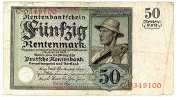 DEUTSCHES REICH BIS 1945, Ausgaben der Deutschen Rentenbank, 1923-1937, 50 Rentenmark 20.3.1925, Serie C.
IV
Ros.162; Grab.DEU-207