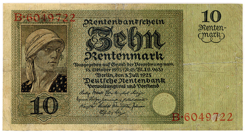 DEUTSCHES REICH BIS 1945, Ausgaben der Deutschen Rentenbank, 1923-1937, 10 Rente...