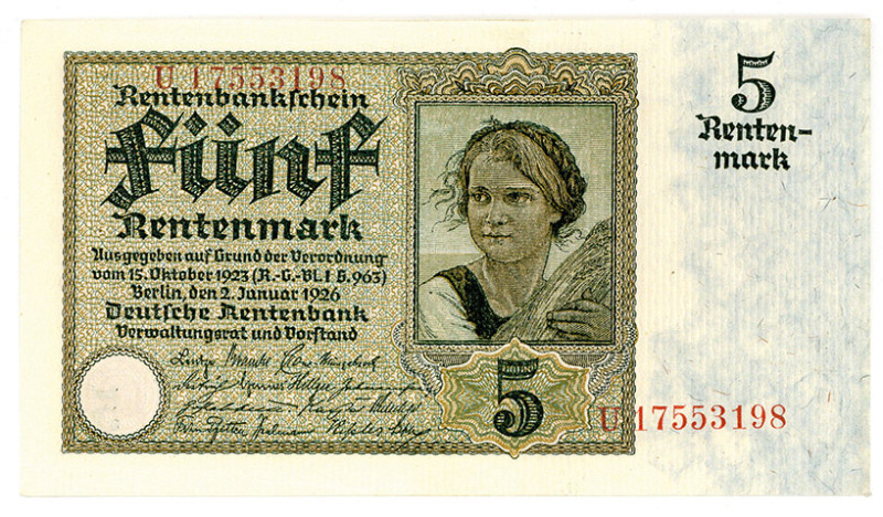 DEUTSCHES REICH BIS 1945, Ausgaben der Deutschen Rentenbank, 1923-1937, 5 Renten...
