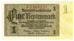 DEUTSCHES REICH BIS 1945, Ausgaben der Deutschen Rentenbank, 1923-1937, 1 Rentenmark 30.01.1937, Reichsdruck, KN 7-stellig, Serie J.
I
Ros.166a; Gra...