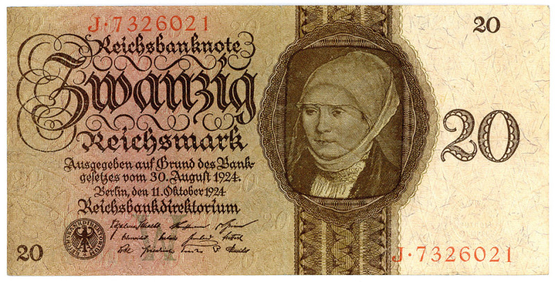 DEUTSCHES REICH BIS 1945, Ausgaben der Deutschen Reichsbank, 1924-1945, 20 Reich...