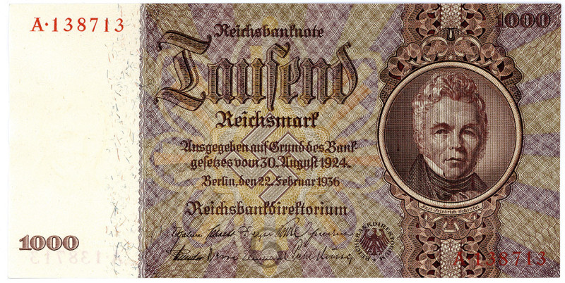 DEUTSCHES REICH BIS 1945, Ausgaben der Deutschen Reichsbank, 1924-1945, 1000 Rei...