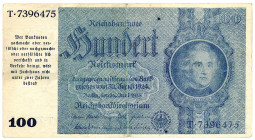 DEUTSCHES REICH BIS 1945, Notausgaben, Frühjahr 1945, Reichsbankstelle Graz, Linz und Salzburg. 100 Reichsmark 24.06.1935, Druck deutlich.
III
Ros.1...