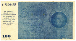 DEUTSCHES REICH BIS 1945, Notausgaben, Frühjahr 1945, Reichsbankstelle Graz, Linz und Salzburg. 100 Reichsmark 24.06.1935, Druck verschwommen.
kl.Ris...