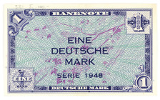 BUNDESREPUBLIK DEUTSCHLAND AB 1948, Noten der Bank Deutscher Länder, 1948-1949, 1 DM 1948, ohne KN und Serie.
I
Ros.232; Grab.WBZ-2