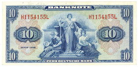 BUNDESREPUBLIK DEUTSCHLAND AB 1948, Noten der Bank Deutscher Länder, 1948-1949, 10 Deutsche Mark 1948, Serie H/L.
II-
Ros.238; Grab.WBZ-5