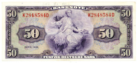 BUNDESREPUBLIK DEUTSCHLAND AB 1948, Noten der Bank Deutscher Länder, 1948-1949, 50 Deutsche Mark 1948, Serie K/D.
III+
Ros.242; Grab.WBZ-7