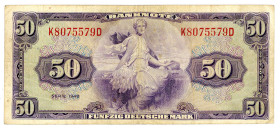 BUNDESREPUBLIK DEUTSCHLAND AB 1948, Noten der Bank Deutscher Länder, 1948-1949, 50 Deutsche Mark 1948, Serie K/D.
III
Ros.242; Grab.WBZ-7