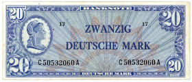 BUNDESREPUBLIK DEUTSCHLAND AB 1948, Noten der Bank Deutscher Länder, 1948-1949, 20 Deutsche Mark o.D (1948), Liberty, C50532060A.
III
Ros.246a; Grab...