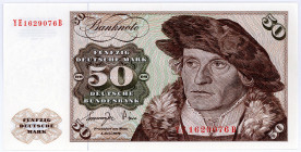 BUNDESREPUBLIK DEUTSCHLAND AB 1948, Noten der Deutschen Bundesbank, 1960-1999, 50 Deutsche Mark 01.06.1977 YE/B Austauschnote.
I
Ros.277b; Grab.BRD-...