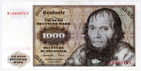 BUNDESREPUBLIK DEUTSCHLAND AB 1948, Noten der Deutschen Bundesbank, 1960-1999, 1000 DM 01.06.1977, Serie W/E.
I
Ros.280a; Grab.BRD-24a
