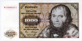 BUNDESREPUBLIK DEUTSCHLAND AB 1948, Noten der Deutschen Bundesbank, 1960-1999, 1000 DM 01.06.1977, Serie W/L.
I/I-
Ros.280a; Grab.BRD-24a