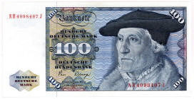 BUNDESREPUBLIK DEUTSCHLAND AB 1948, Noten der Deutschen Bundesbank, 1960-1999, 100 DM 2.1.1980, Serie NH/J.
I
Ros.284a; Grab.BRD-28a