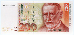BUNDESREPUBLIK DEUTSCHLAND AB 1948, Noten der Deutschen Bundesbank, 1960-1999, 200 DM 02.01.1989, Serie AA/N.
I
Ros.295a; Grab.BRD-39a