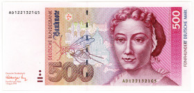 BUNDESREPUBLIK DEUTSCHLAND AB 1948, Noten der Deutschen Bundesbank, 1960-1999, 500 Deutsche Mark 01.08.1991, Serie AD/G.
I/I-
Ros.301a; Grab.BRD-45a