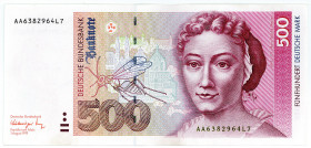 BUNDESREPUBLIK DEUTSCHLAND AB 1948, Noten der Deutschen Bundesbank, 1960-1999, 500 Deutsche Mark 01.08.1991, Serie AA/L. Leichter Bug.
I/I-
Ros.301a...