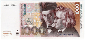 BUNDESREPUBLIK DEUTSCHLAND AB 1948, Noten der Deutschen Bundesbank, 1960-1999, 1000 DM 01.08.1991, Serie AD/D.
I
Ros.302a; Grab.BRD-46a