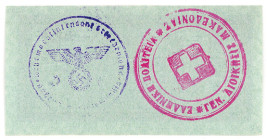 MILITÄRGELD UND BESATZUNGSAUSGABEN DES II. WELTKRIEGS, Deutsche Besetzung Griechenlands, 1944, Abstempelungen des Befehlshabers Saloniki-Ägäis. 1 Reic...