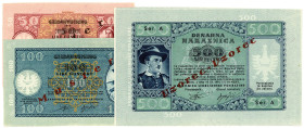 MILITÄRGELD UND BESATZUNGSAUSGABEN DES II. WELTKRIEGS, Deutsche Besetzung Jugoslawiens, 1941-1944, Provinz Laibach. 50, 100, 500 Lire 14.09.1944, alle...