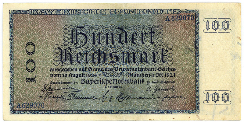 DEUTSCHE LÄNDERBANKNOTEN, Bayerische Notenbank, 1875-1925, 100 Reichsmark 11.10....