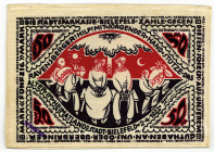NOTGELD BESONDERER ART, Bielefeld, Stadtsparkasse. 50 Mark 02.04.1922. Druck beidseitig schwarz, statt violett. Probedruck? (Nicht bei Grab.).
I
Vgl...