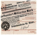 NOTGELD DER REICHSBAHN UND REICHSPOST, München, Reichspostdirektion München. 500 Milliarden Mark 26.10.1923, Siegel: 3.11.1923. Totaler Verdruck.
I
...