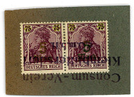 BRIEFMARKENNOTGELD, Kleinblittersdorf, Konsumverein. 2x 75 Pfennig o.D. Germania.
I-