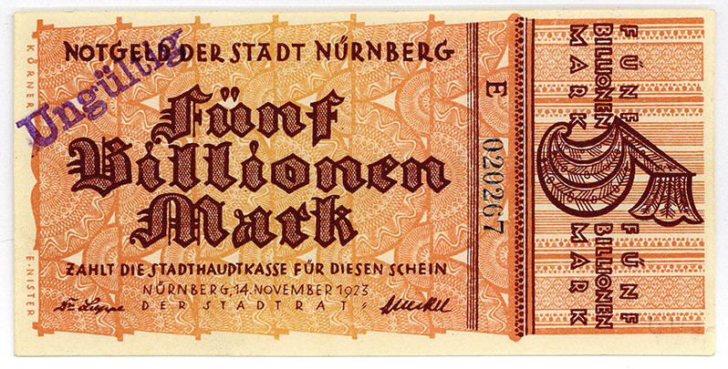 BAYERN, Nürnberg, Stadt. 5 Billionen Mark 14.11.1923.
I
Ke.3970f