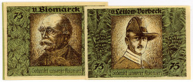BERLIN, BRANDENBURG, Berlin, Deutsch-Hanseatischer Kolonialgedenktag. 2x 75 Pfennig 04.10.1921, Serie B, Bütten-Papier. Vertauschte Bilder III von Bis...