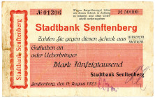 BERLIN, BRANDENBURG, Senftenberg, Stadtbank. 50.000 Mark 11.08.1923 ohne Wz. Ohne Serie.
III-
Ke.4771a
