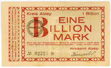 HESSEN, Alzey, Kreisamt. 1 Billion Mark 15.11.1923, Separatistenausgabe.
II-
Ke.-